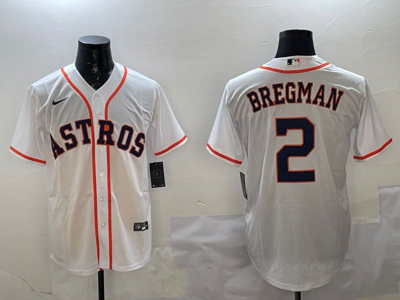 Men Houston Astros #2 Bregman White Game 2025 Nike MLB Jersey style 1